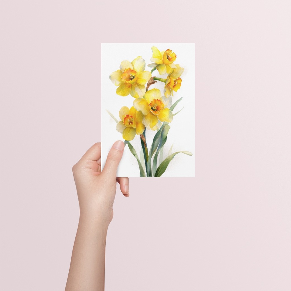 Watercolor Daffodils Flowers Wall Art Illustration Print Poster Unframed - Picture 4 of 6